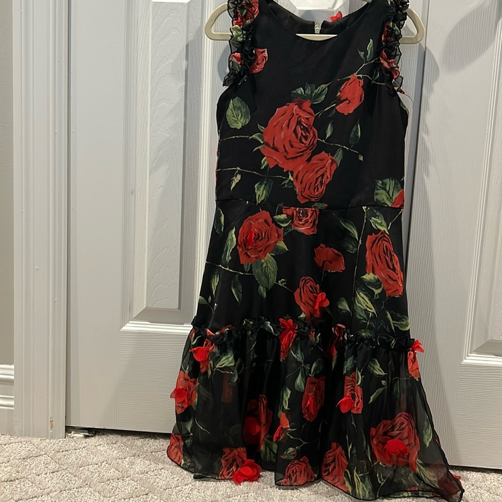 Zoe Ltd girl size 12 floral dress w appliqué roses